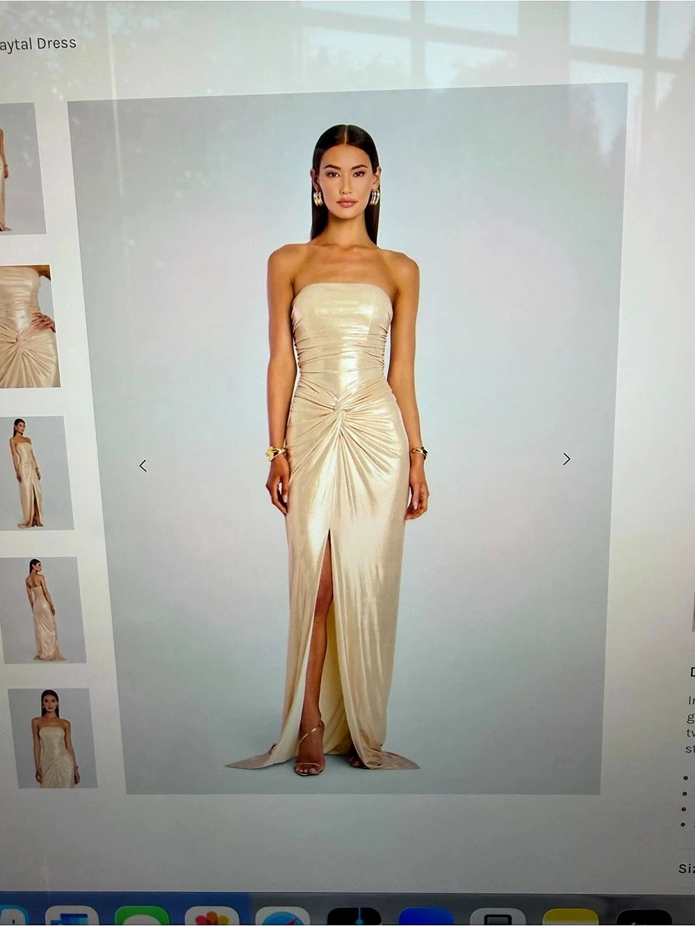 Retrofete - Maytal - Strapless Ruched Gold Maxi Dress